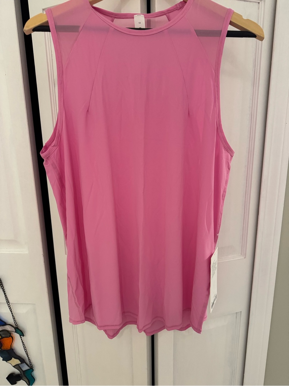 NWT lululemon athletica Hot Pink Mesh-Shoulder Sculpt Tank